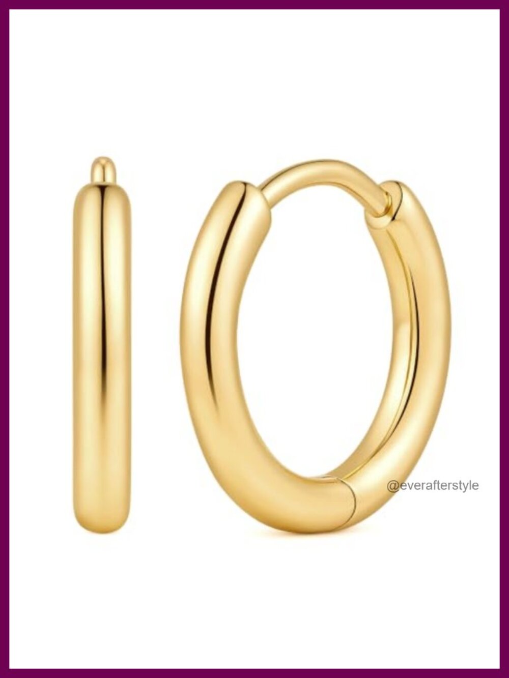 14K Gold Plated Hoop Earrings for Women - Set of 5 Sizes